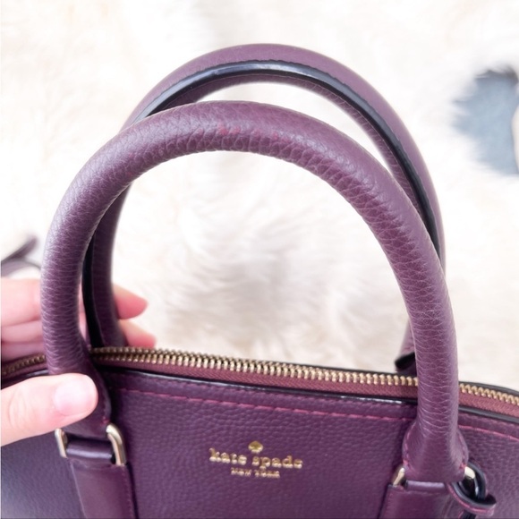 ♠️ Kate Spade Pebbled Leather McCall Street Carli Plum Doom Satchel with Tassel - Picture 12 of 16